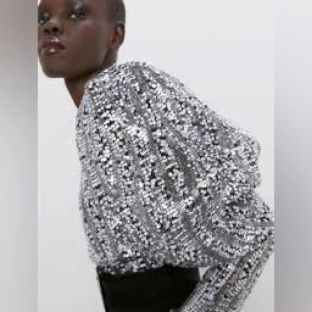 Zara White & Silver💎💎💎 Sequin Belted Mini Dress - Sz Large - NWT SALE - Picture 3 of 11